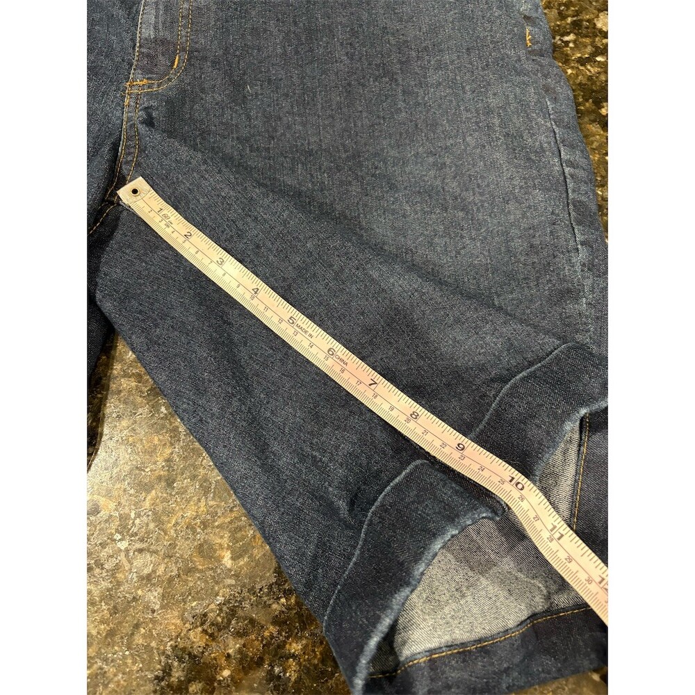 Woman Within Womens Bermuda Denim Shorts Size 14W Dark Wash Cuffed Hem - Picture 8 of 9